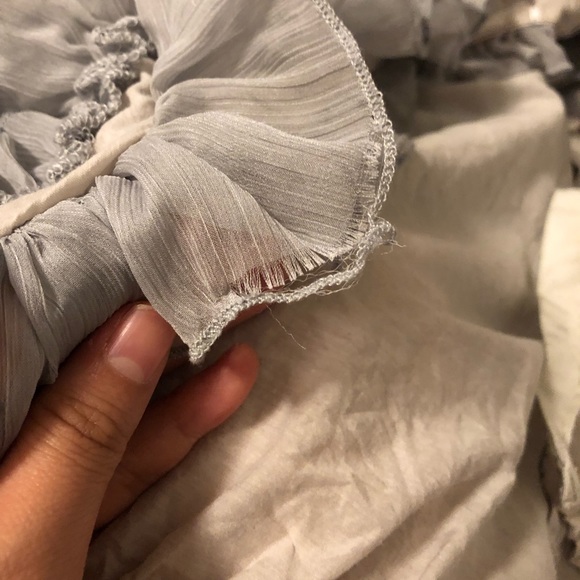 Vintage Grey Ruffled Button Up Blouse - Picture 5 of 5